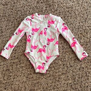 Flapdoodles Pink and White Floral Rashguard Swimwear